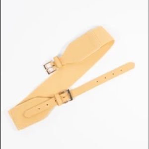 Yellow Leatherette Elastic Cinch Belt